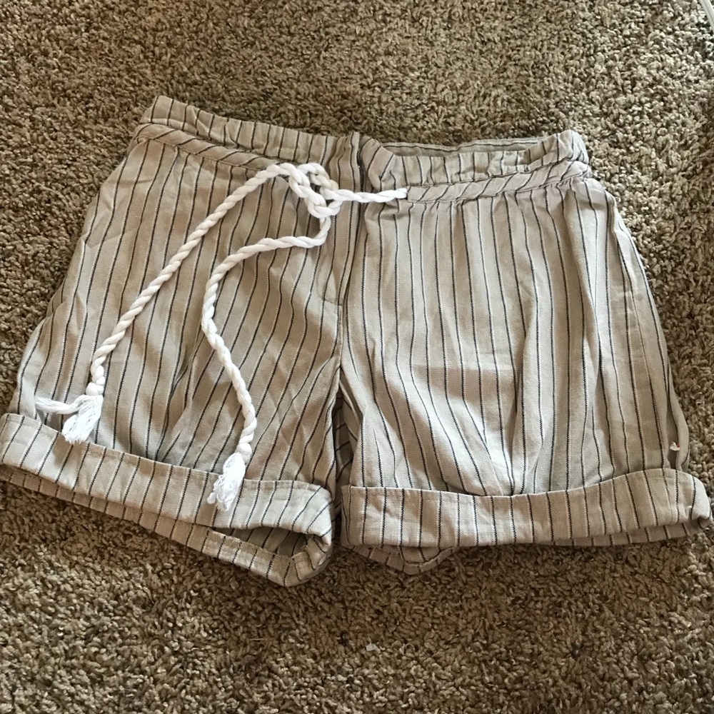 Tan striped tie shorts